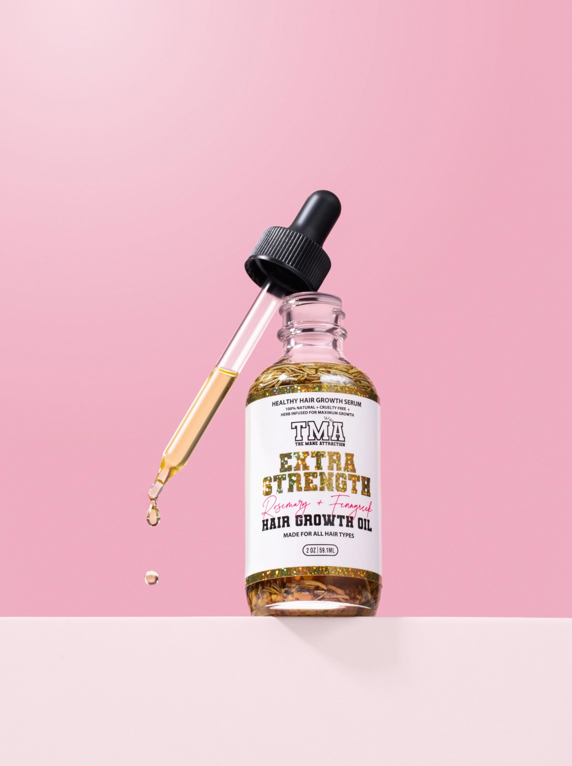 The Mane Attraction Extra Strength Rosemary + Fenugreek Hair Growth Oil | Castor Oil Infused for All Hair Types, Mini 2oz