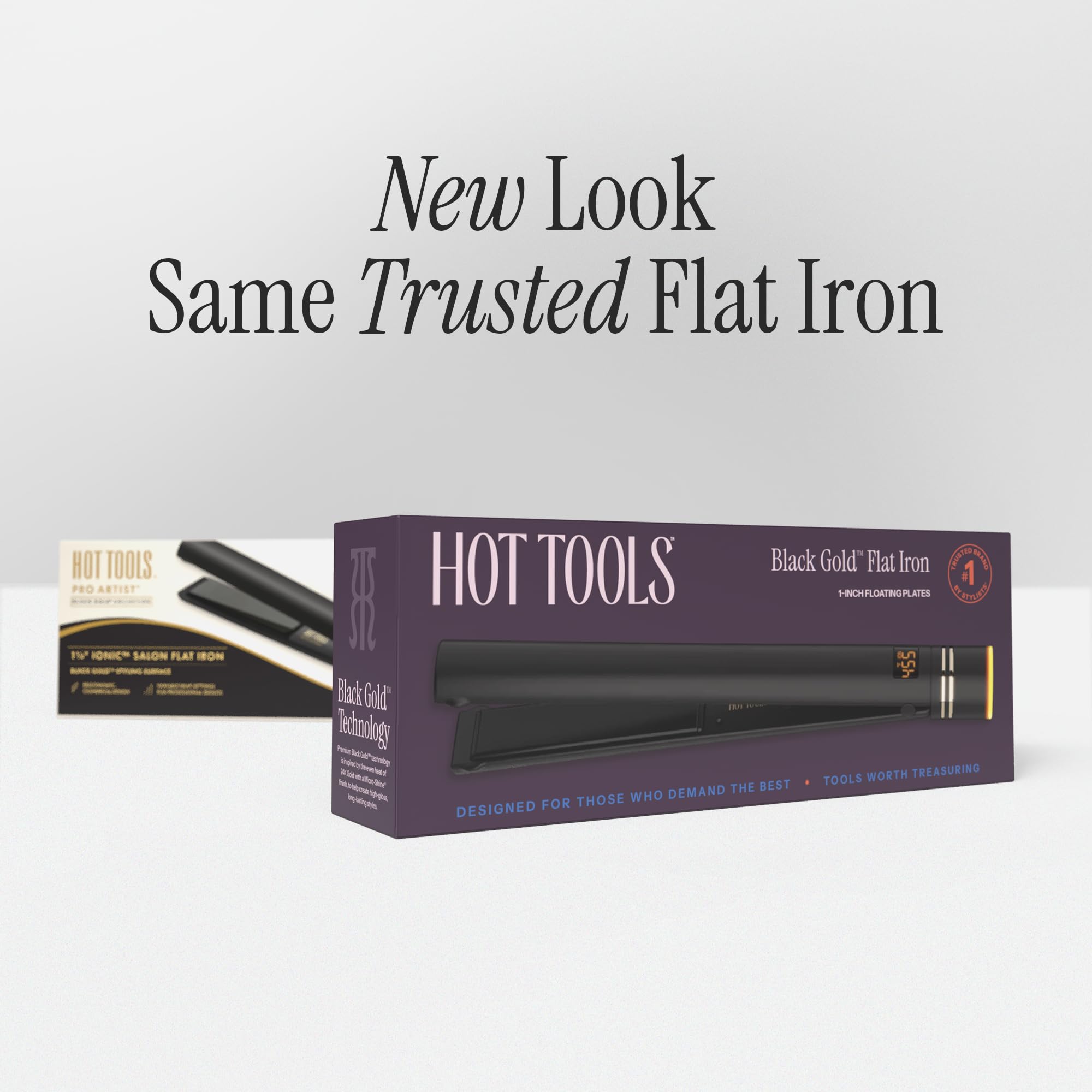 HOT TOOLS Pro Artist Black Gold Ionic 1-1/4 Inch Flat Iron Straighten Curl Waves