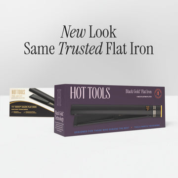 HOT TOOLS Pro Artist Black Gold Ionic 1-1/4 Inch Flat Iron Straighten Curl Waves — vista frontal del producto