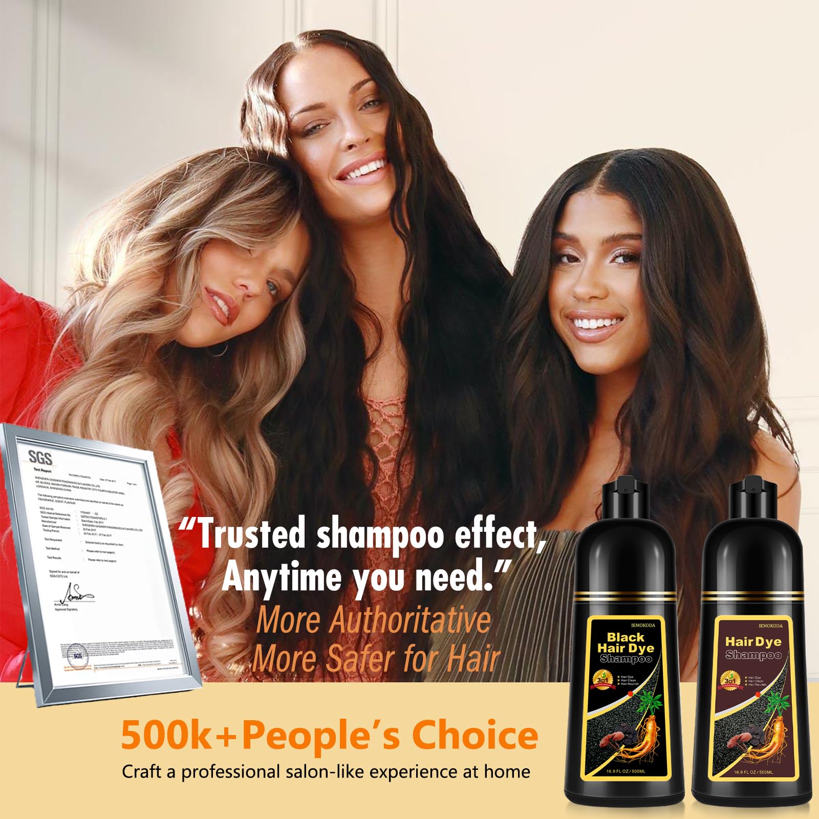 Fedulili Instant Dark Coffee Hair Dye Shampoo 3-in-1 – Quick Gray Coverage in 10-15 Mins, 16.9 fl oz