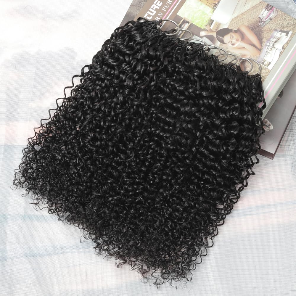 LEISWISS Cabello Crochet Humano Curly Knotless 18'' – Extensiones Invisibles Negros Naturales