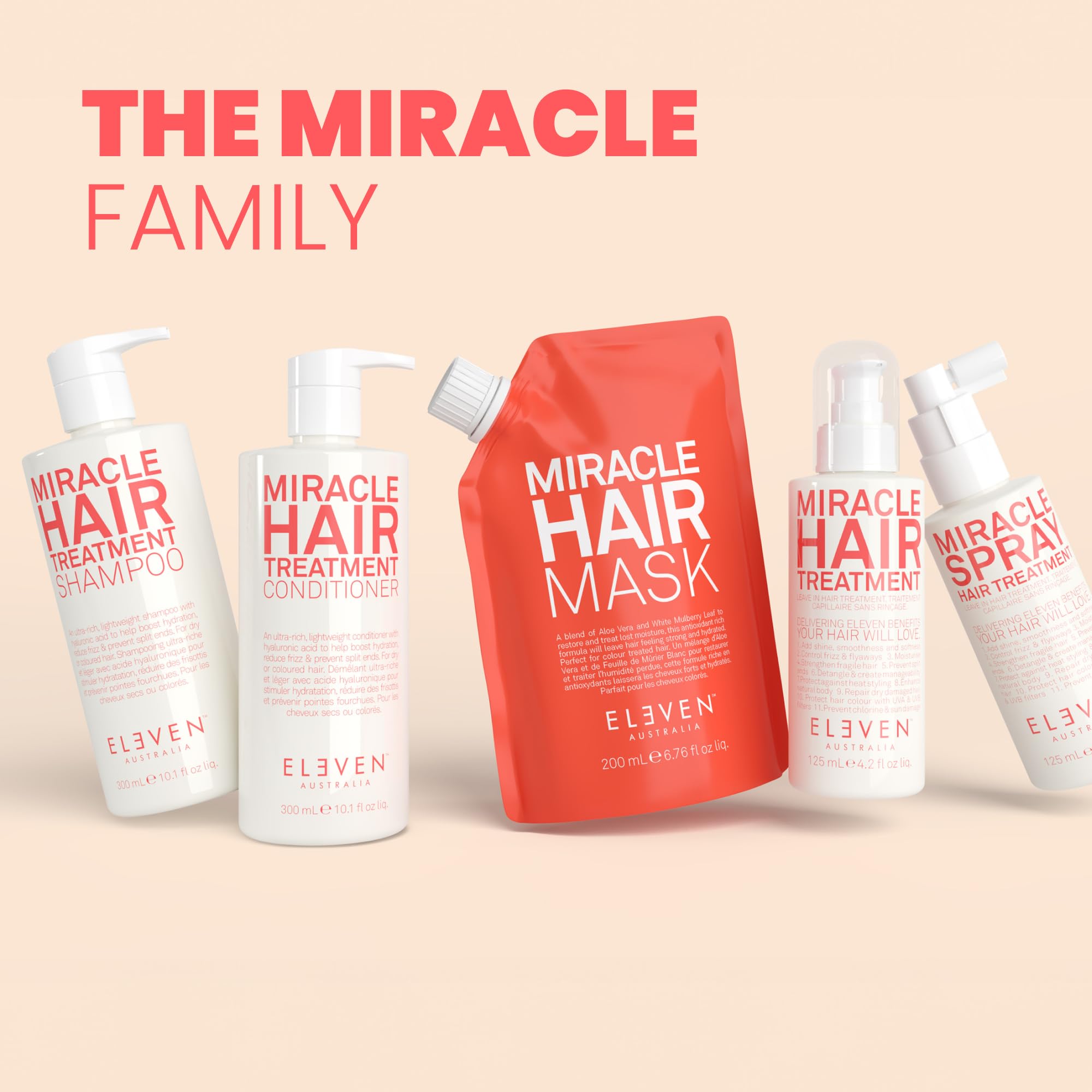 ELEVEN AUSTRALIA Miracle Spray: Tratamiento sin enjuague para cabello rizado y liso, protección contra calor, desenredante, 120 ml