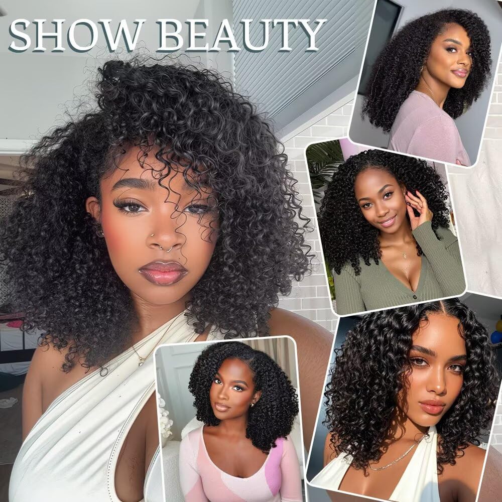 LEISWISS Cabello Crochet Humano Curly Knotless 18'' – Extensiones Invisibles Negros Naturales