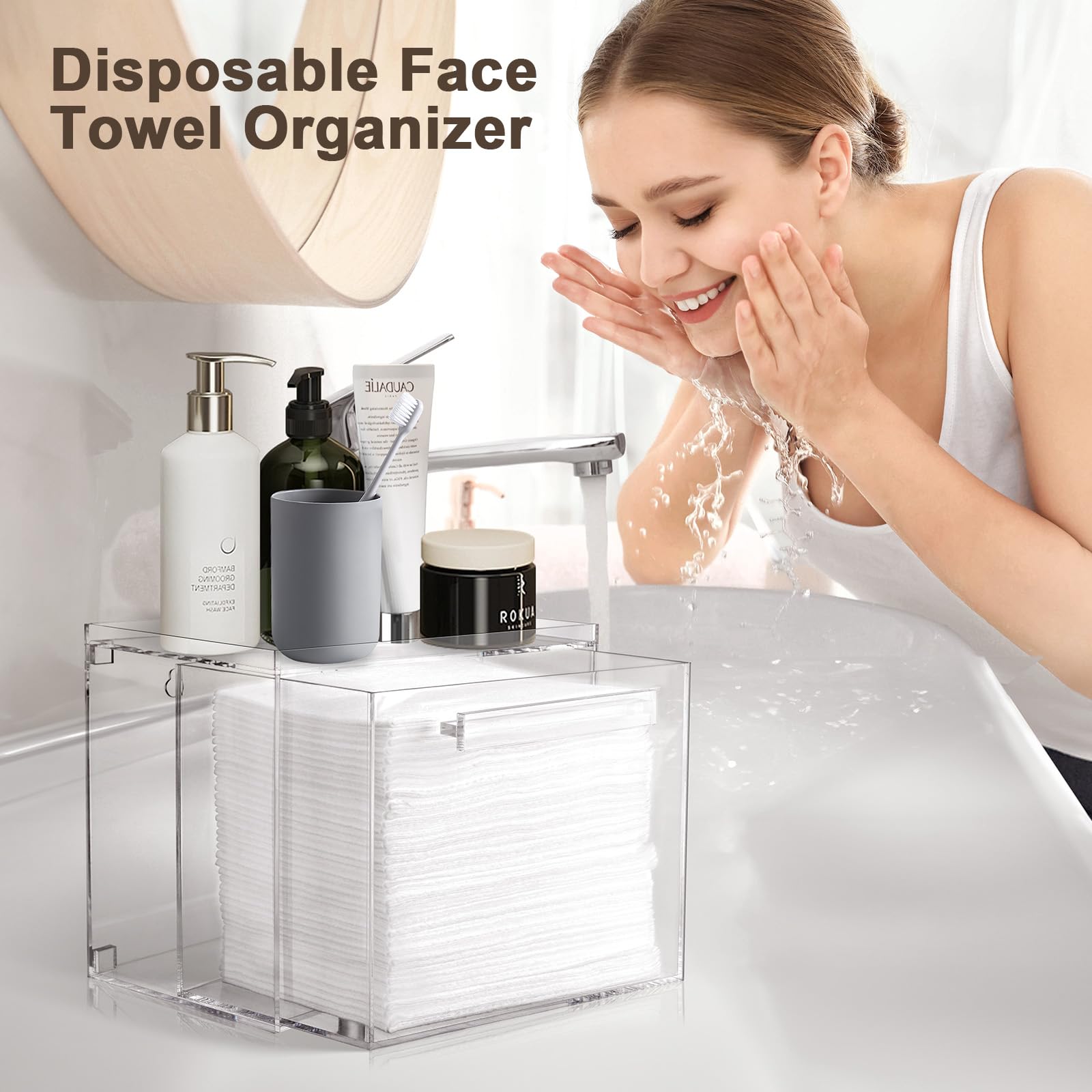 TAINESS Caja Acrílica para Toallas Desechables – Organizador de Pared con Cajón (Compatible con Clean Skin Club XL)