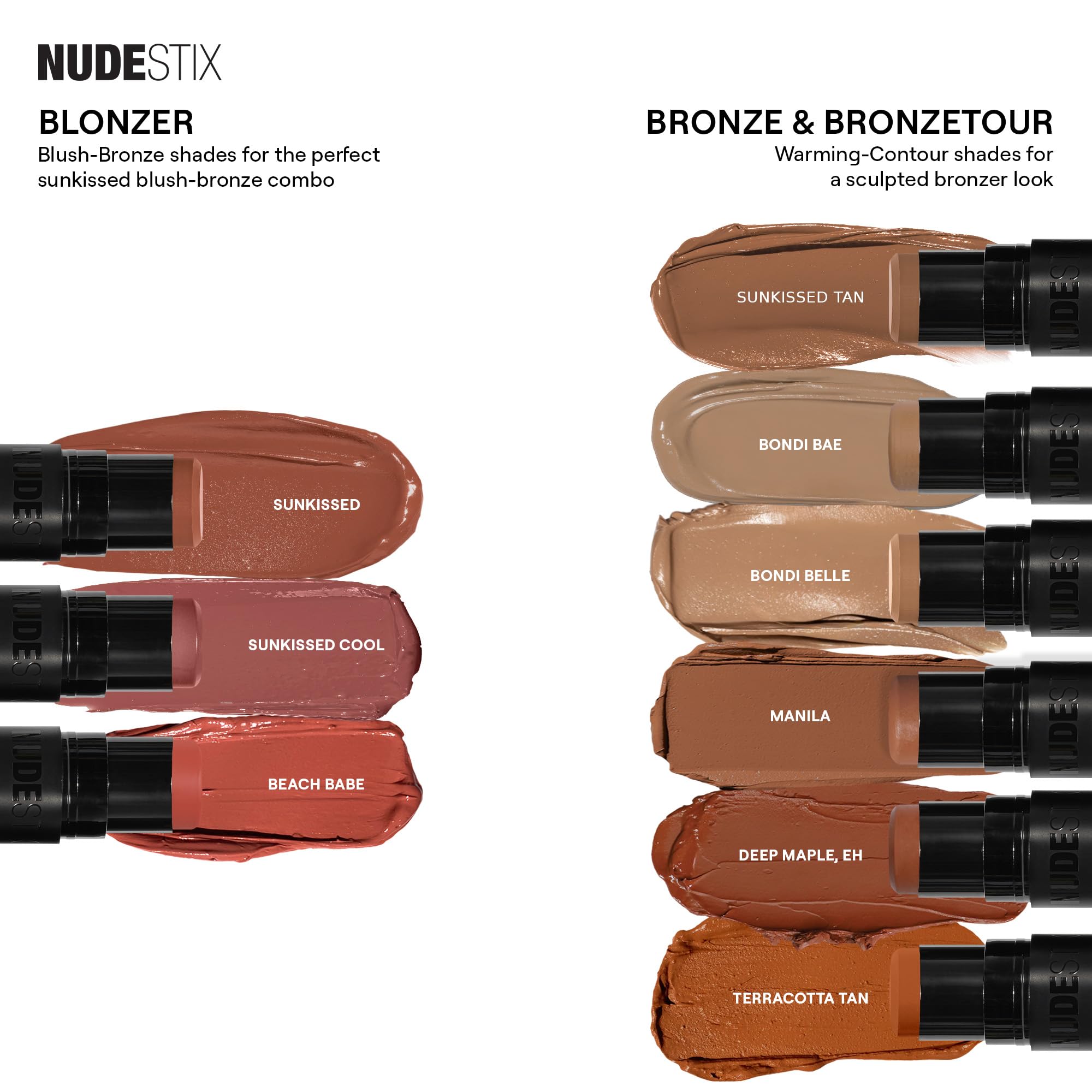Nudestix Nudies Bronze Bondi Bae – Barra bronceadora 3 en 1 mate para mejillas, ojos y labios | Contorno natural