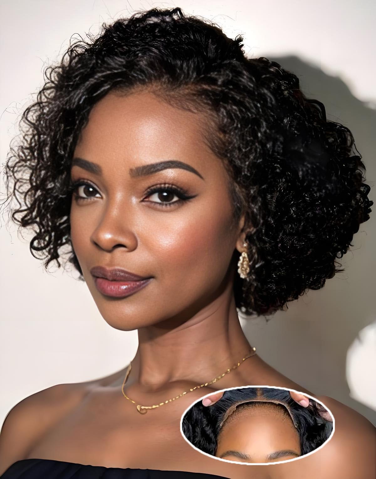 Peluca IMANI HAIR Pixie rizado 8 pulgadas, cabello brasileño, look natural para uso diario.