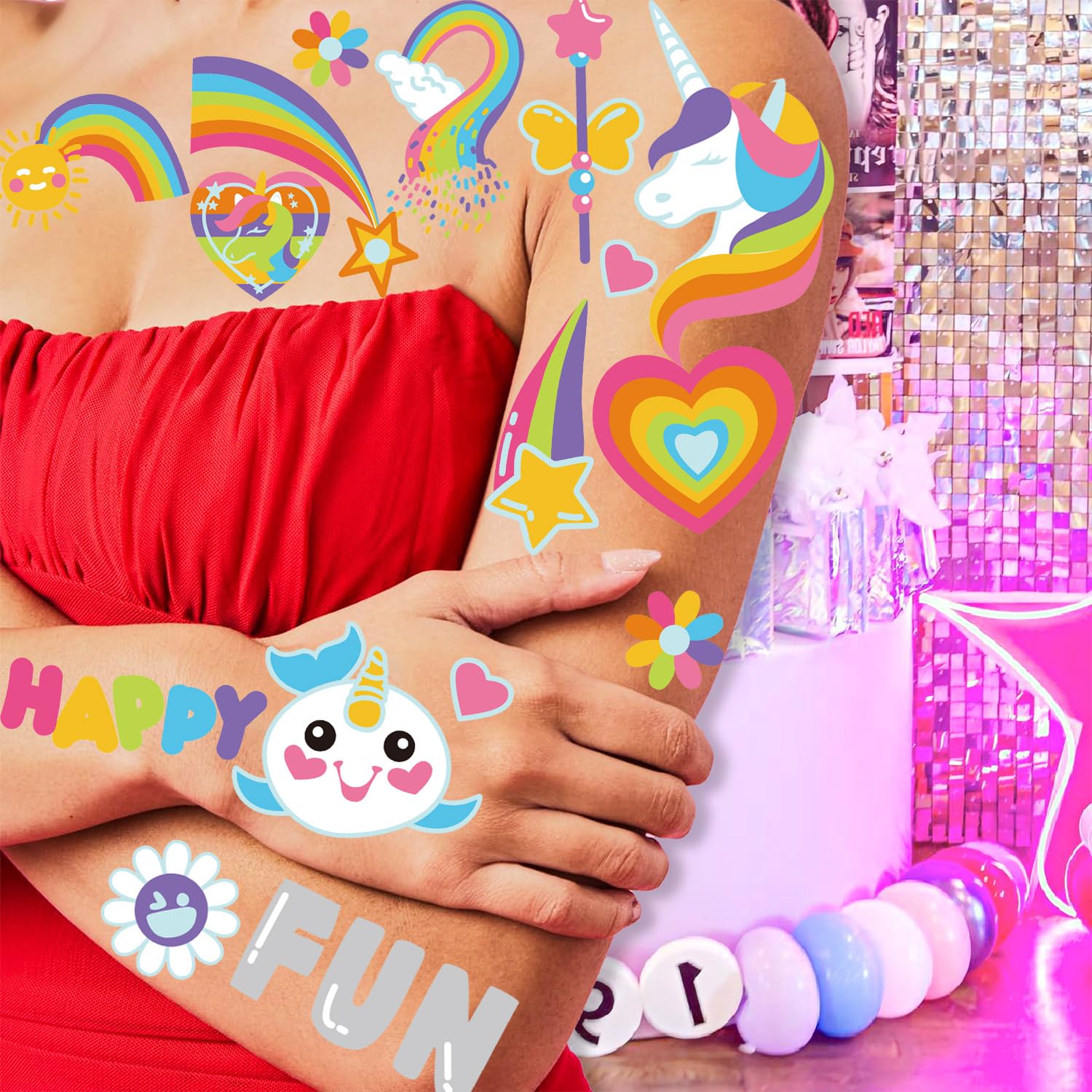 Imarisha unicornio tatuajes suaves para piel sensible, seguros y fáciles de quitar.