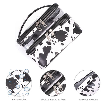 La bolsa imerelez muestra capa superior transparente y base de cuero vegano PU para durabilidad.