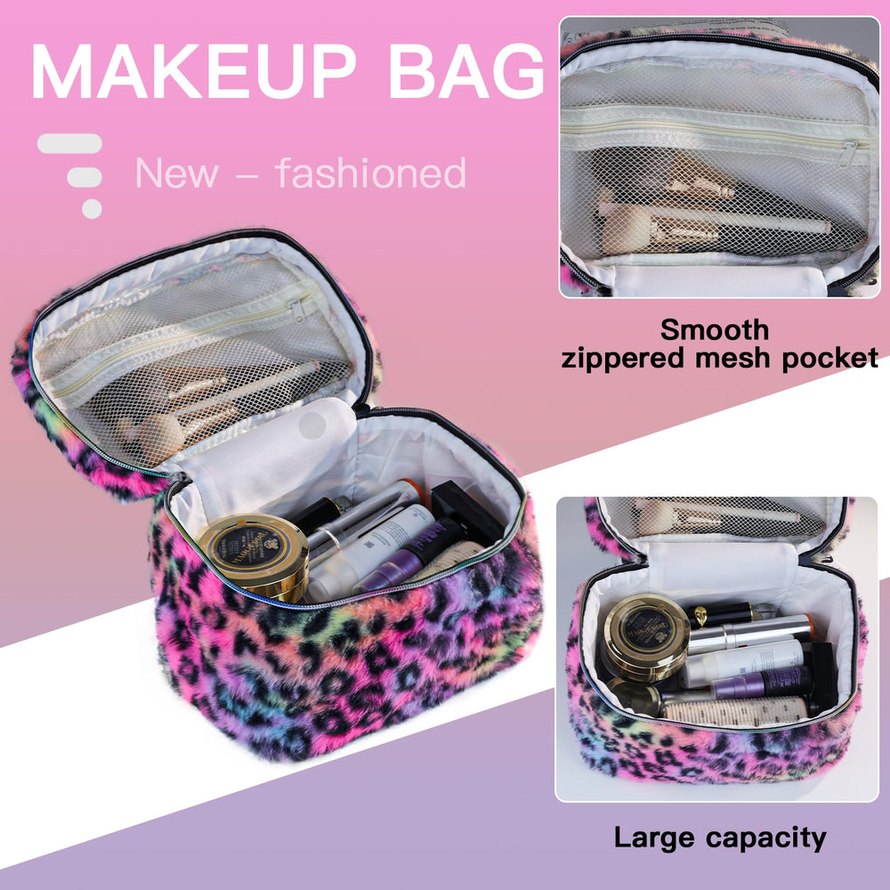 Bolsita de cosmética Imerelez con diseño leopardo, ligero y práctico para salidas rápidas.