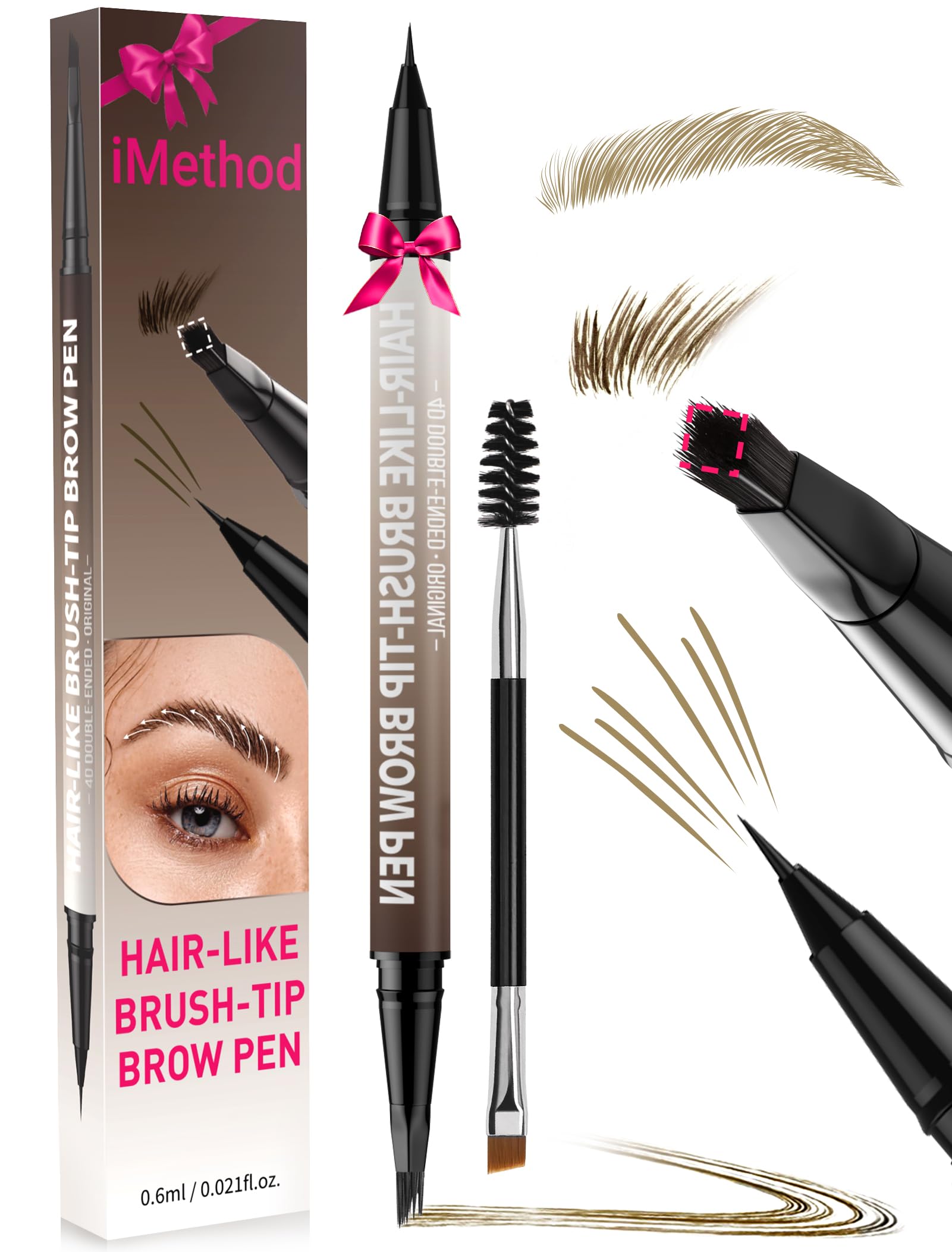 iMethod pluma para cejas con punta de pincel dual para trazos naturales
