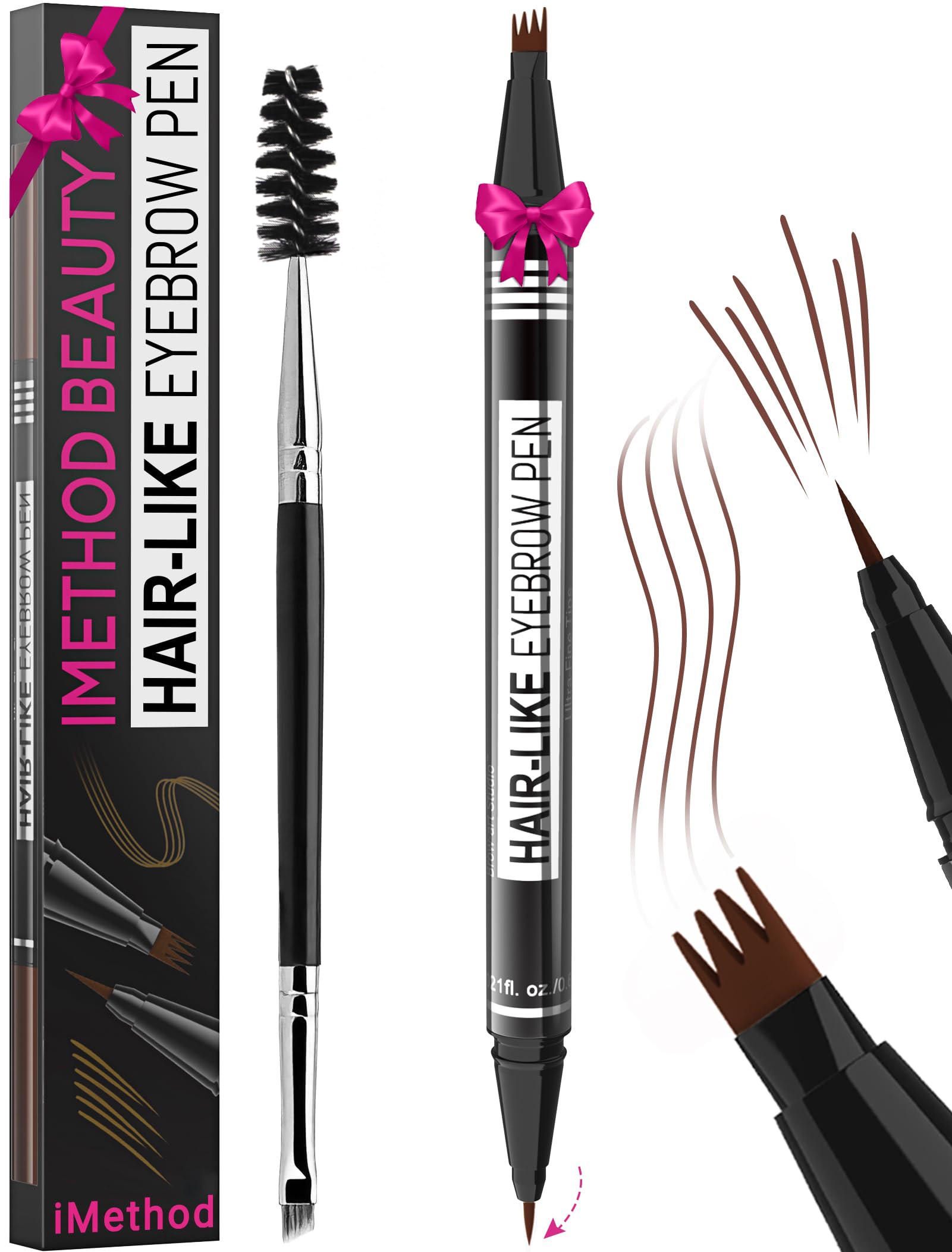 iMethod Lápiz de Cejas 2 en 1 con punta horquilla 4; trazos realistas.