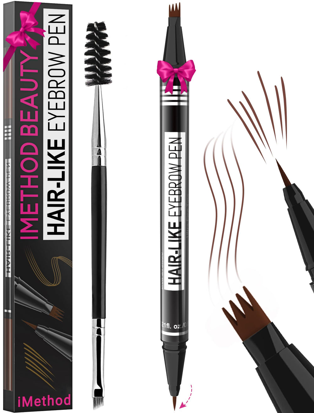 iMethod Lápiz de Cejas 2 en 1 con punta horquilla 4; trazos realistas.