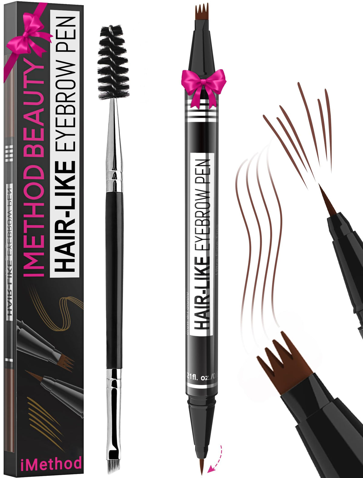 iMethod Lápiz de Cejas 2 en 1 con punta horquilla 4; trazos realistas.
