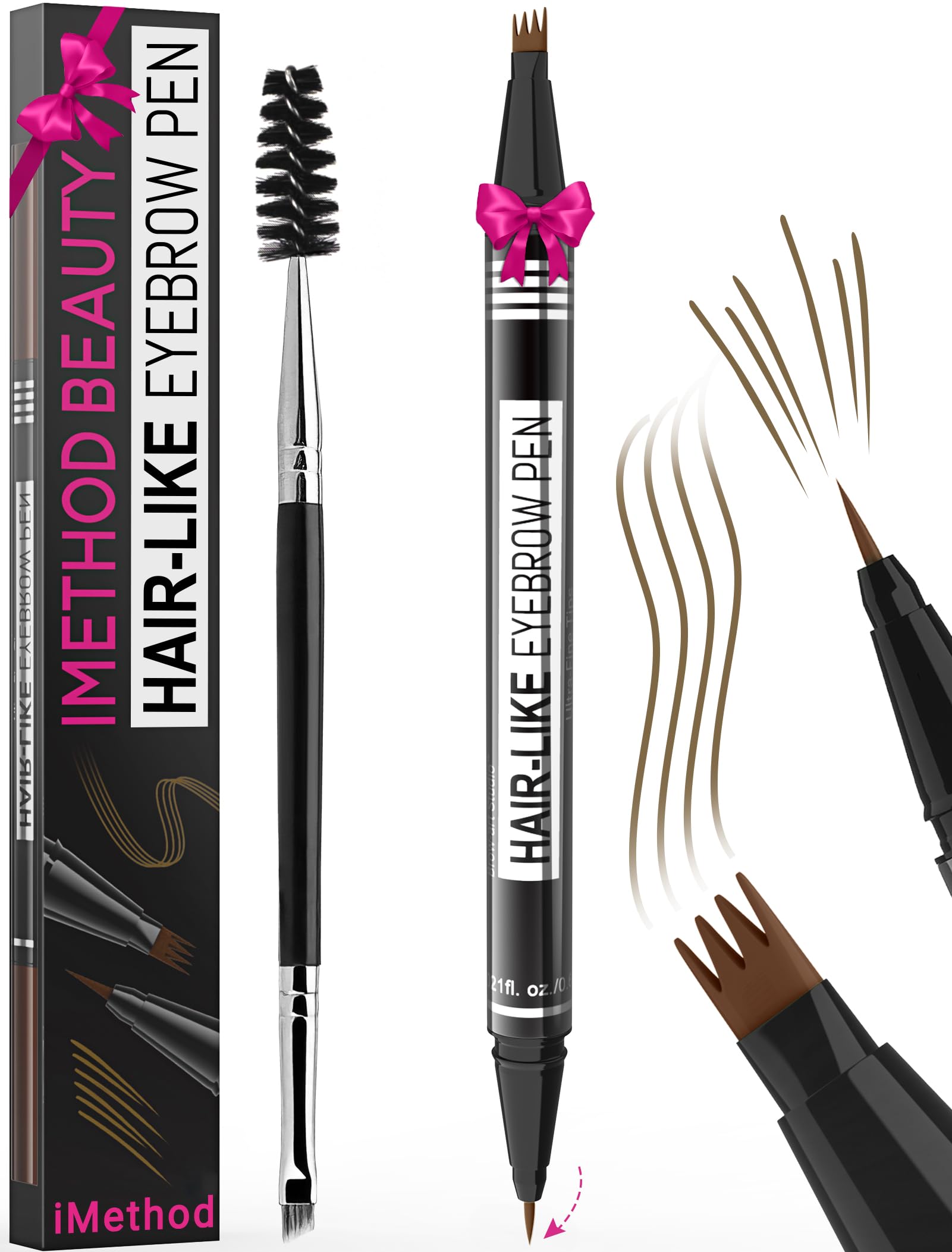 iMethod Eyebrow Pen con punta de 4 puntas para trazos naturales.