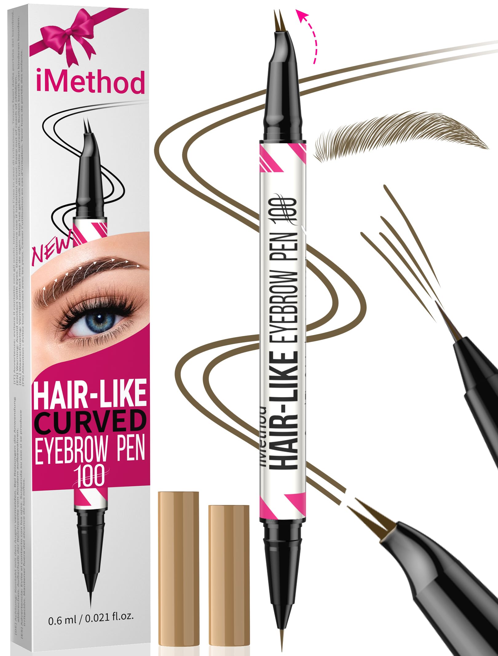 iMethod lápiz cejas curva-punta curva para trazos realistas y definidos
