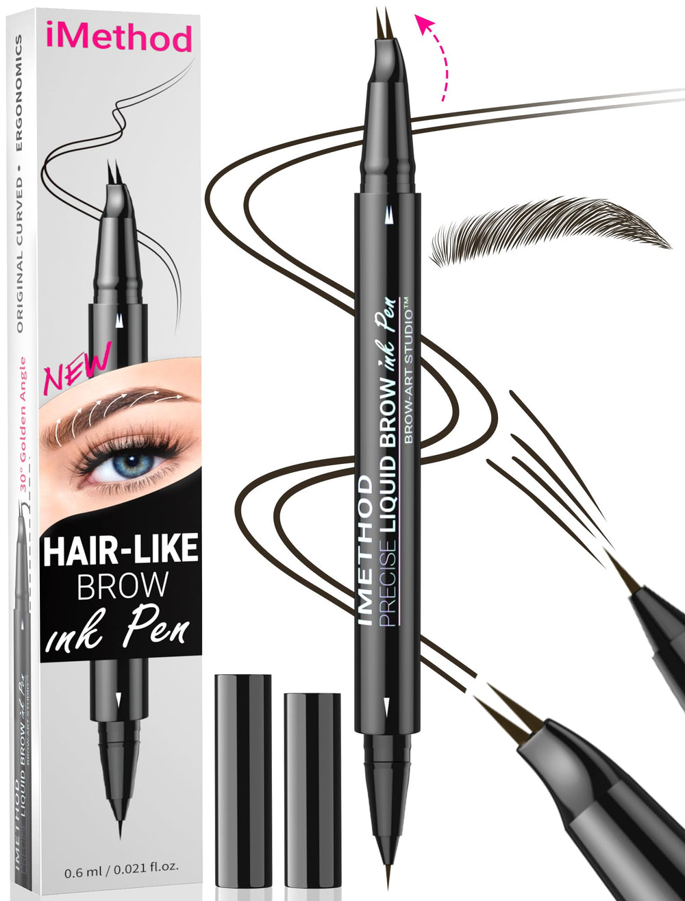 iMethod lápiz cejas curvado con punta curva para trazos naturales