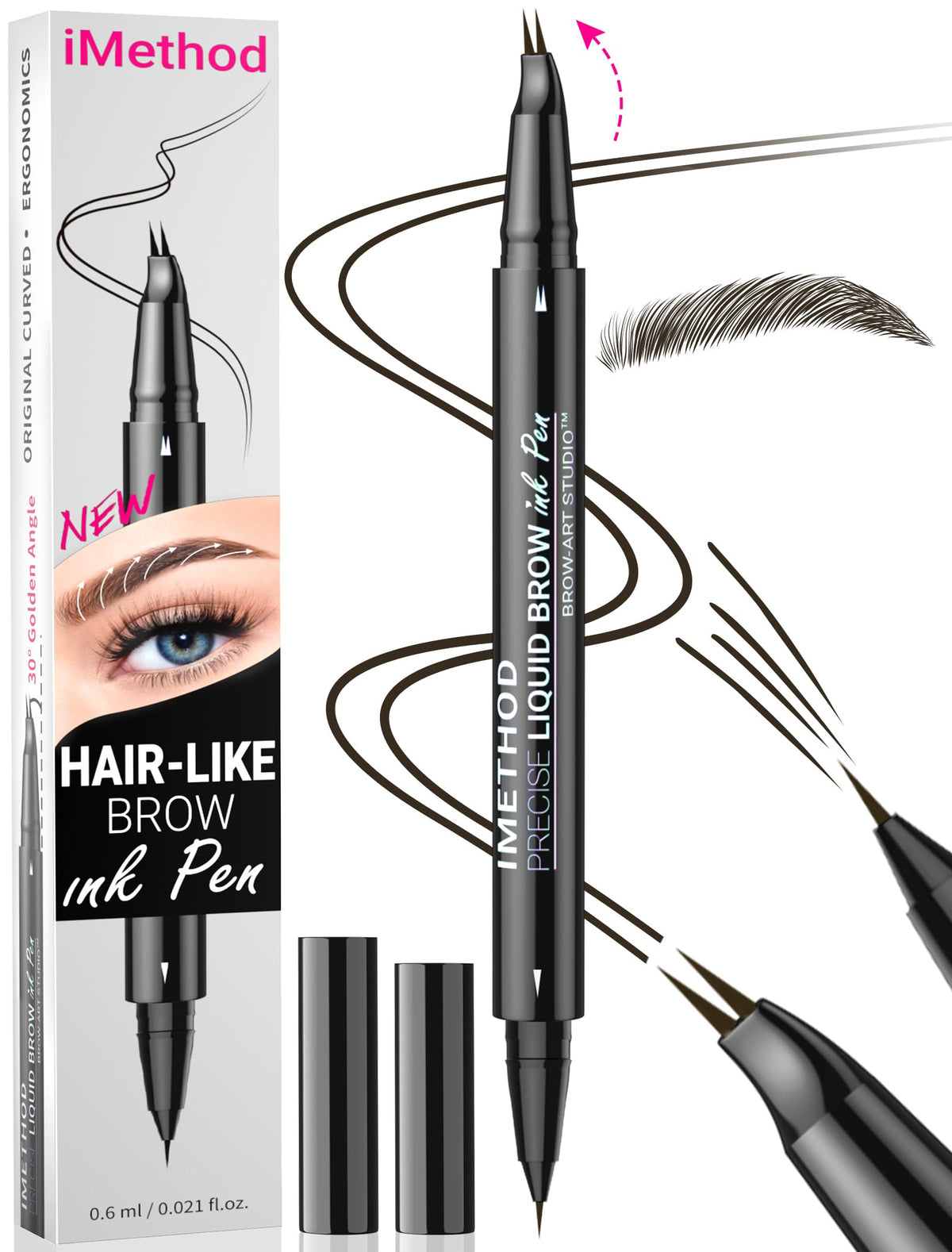 iMethod lápiz cejas curvado con punta curva para trazos naturales