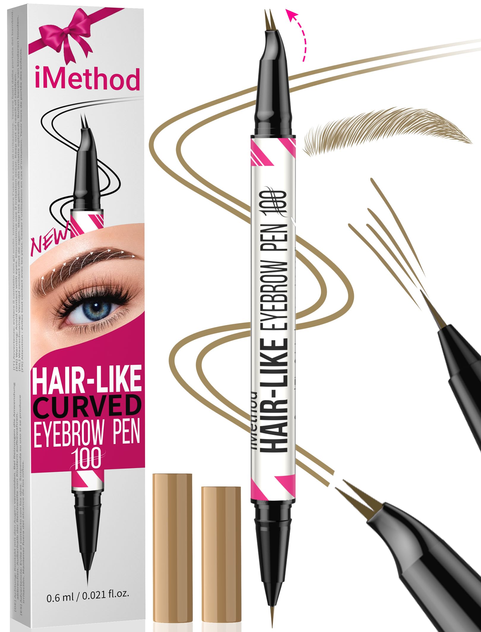 iMethod lápiz de cejas con punta curva para trazos de pelo real y cejas definidas.