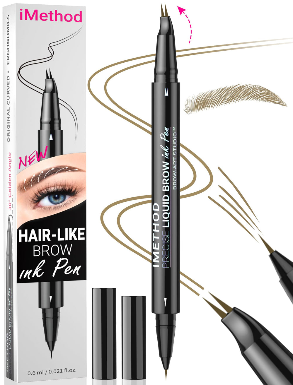 iMethod lapiz cejas curvo con punta microfork para trazos naturales.