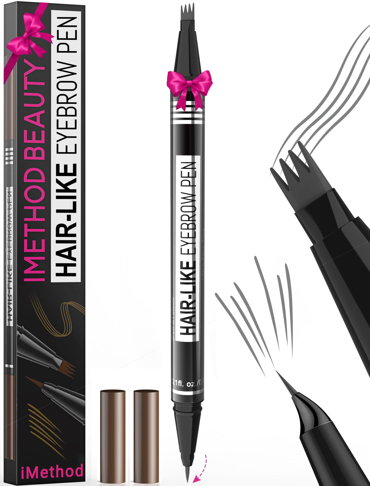 immethod lapiz cejas microblading, doble extremo para trazos naturales y llenado rápido.