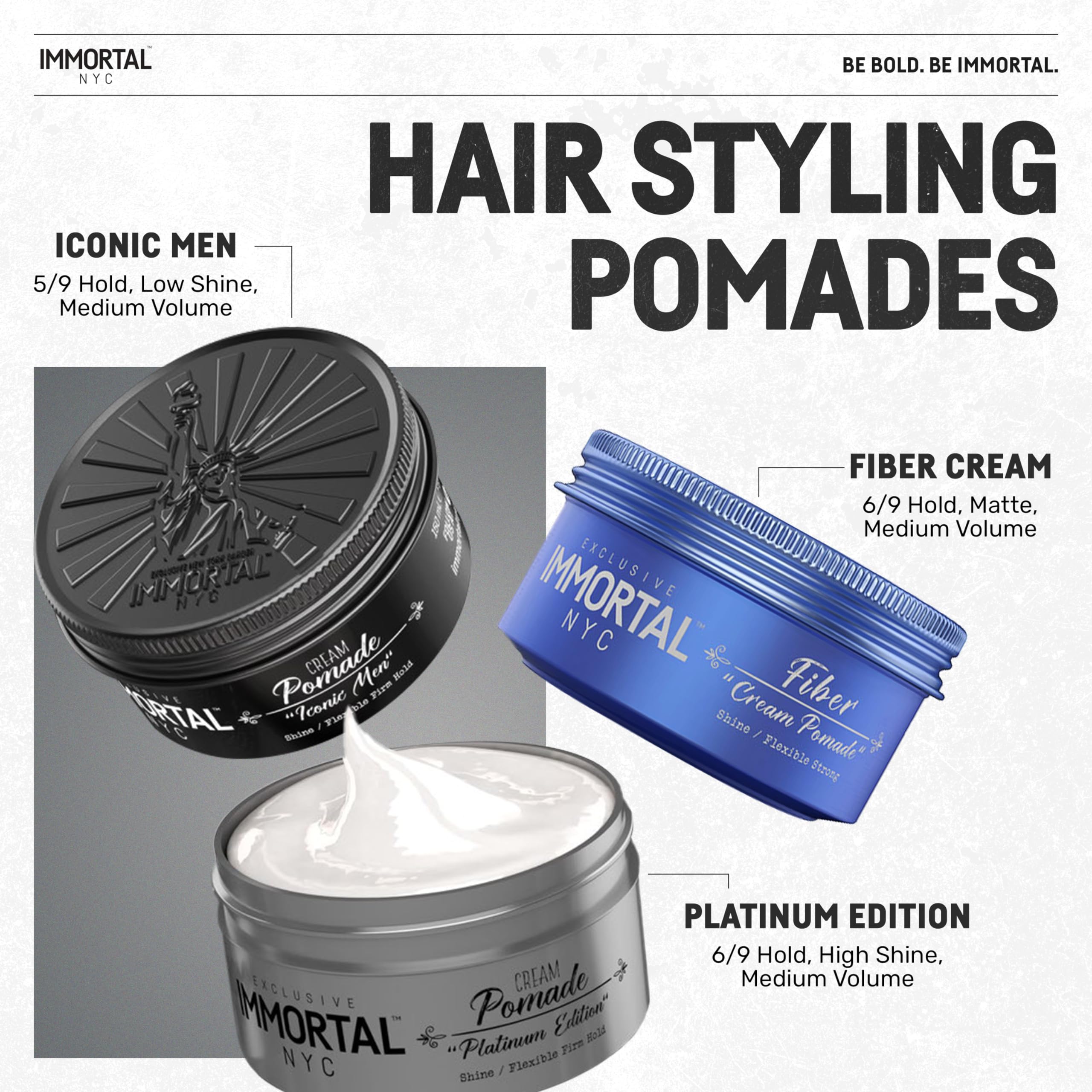 Immortal NYC Iconic Men Pomada: aplicación suave sin sensación rígida.