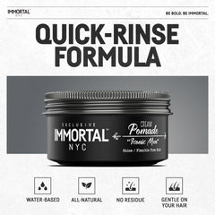 Immortal NYC Iconic Men Pomada: fácil lavado con agua sin dejar residuo.