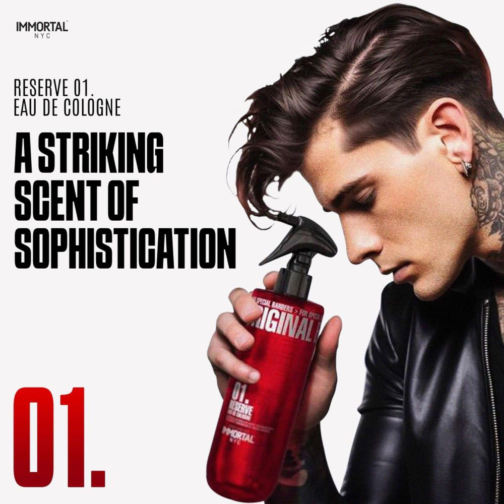 Immortal NYC Reserve 01 spray action demonstrates easy mist for face and body.