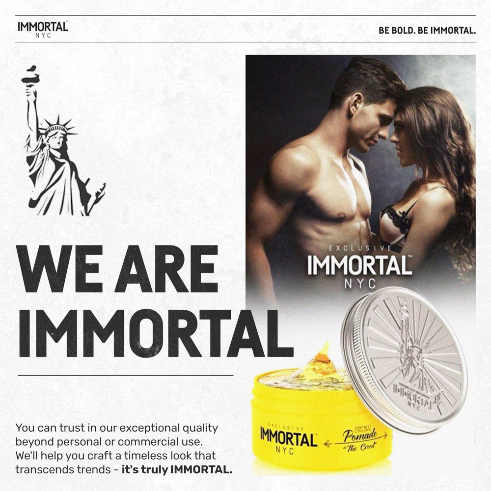 Immortal NYC Creed pomada, acabado brillante y definición duradera.