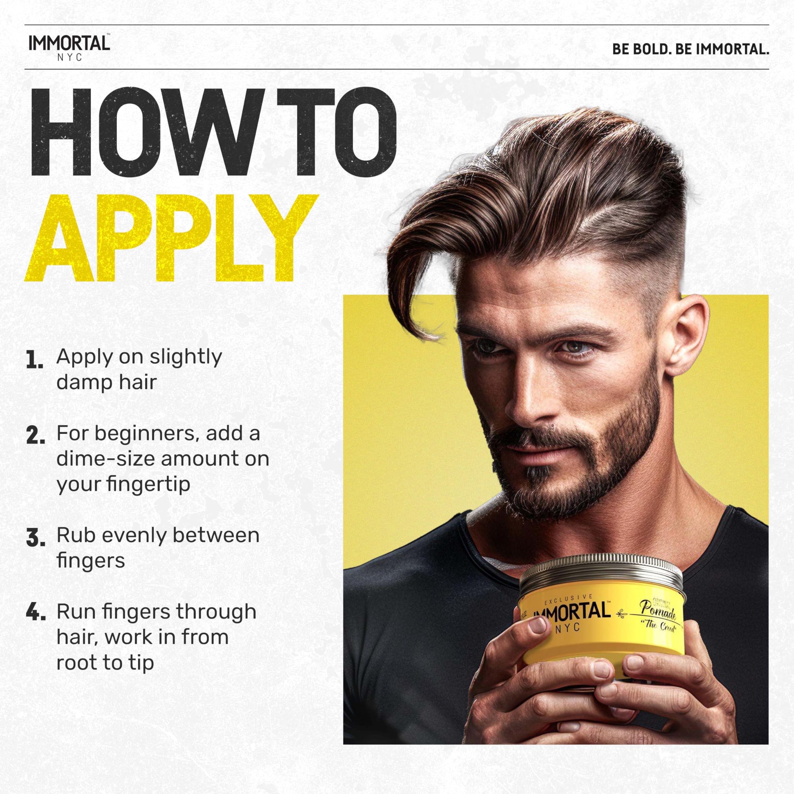 Immortal NYC Creed pomada, ingredientes naturales sin químicos agresivos.