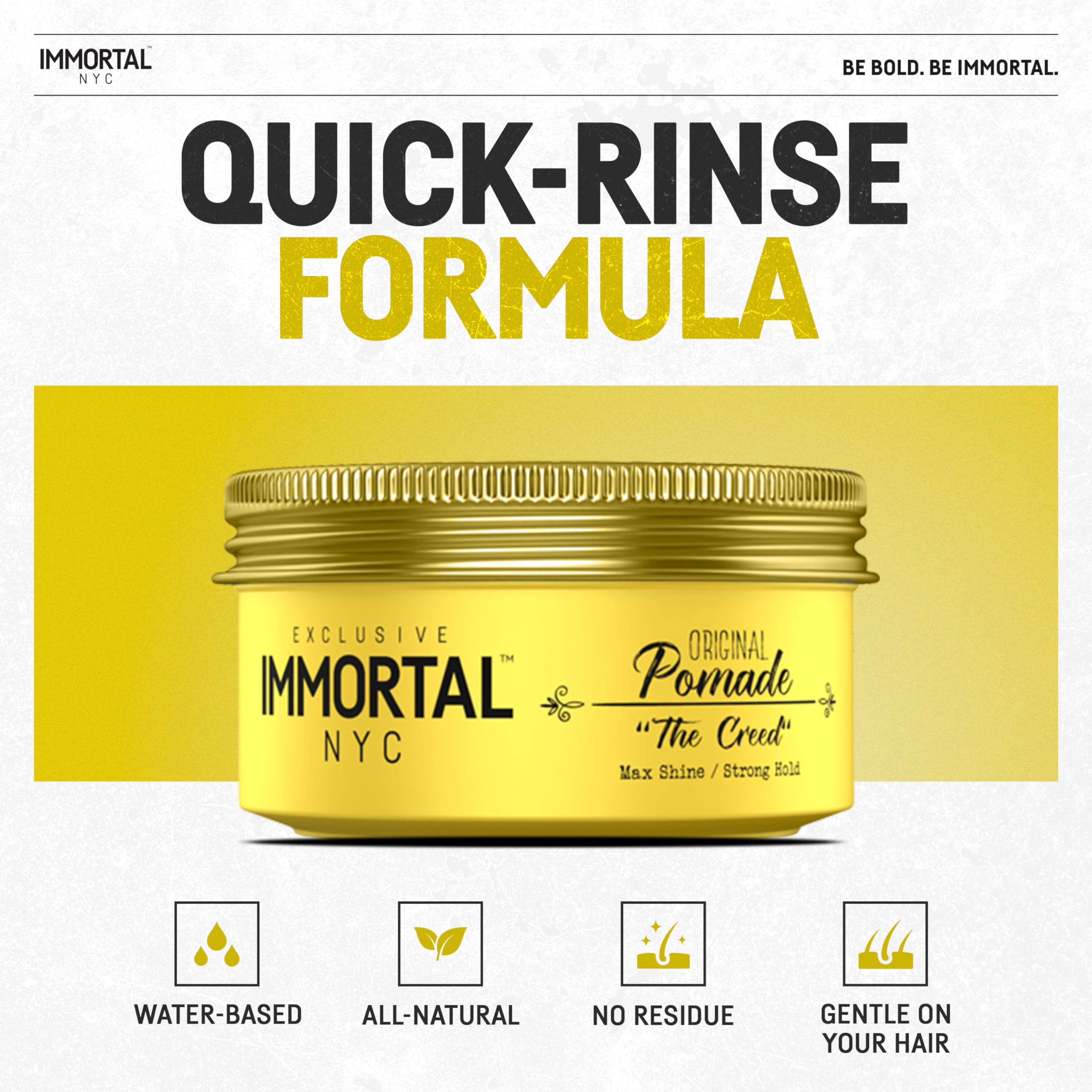 Immortal NYC Creed pomada, lavado con agua sin residuos.