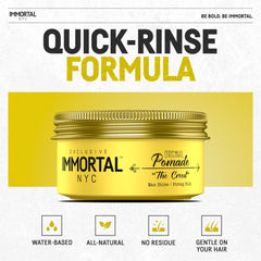 Immortal NYC Creed pomada, lavado con agua sin residuos.