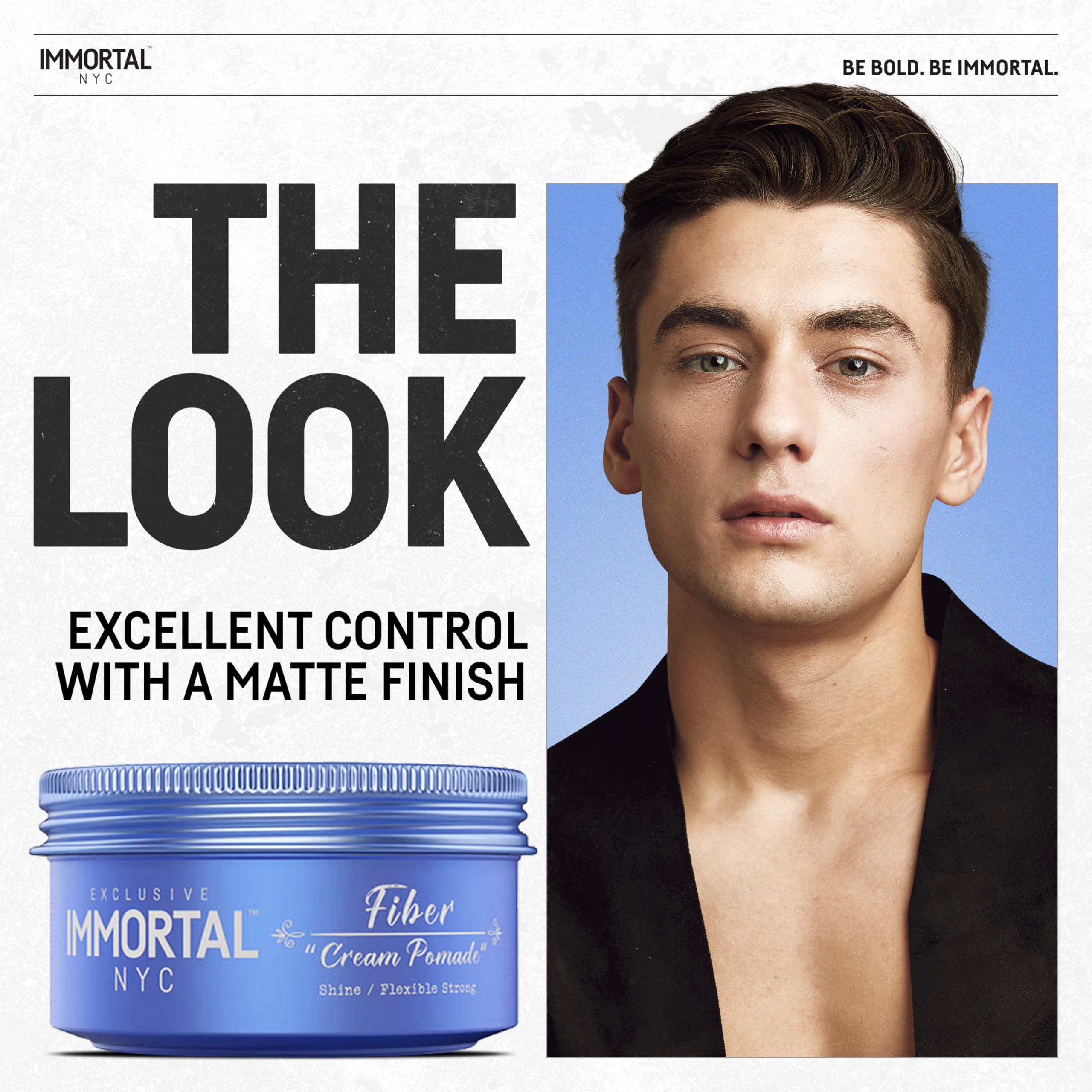 Immortal NYC crema pomada, acabado mate y definición en un solo producto.