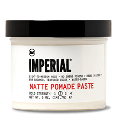 Pomada mate Imperial Barber, frasco de 5 oz, acabado natural sin brillo.