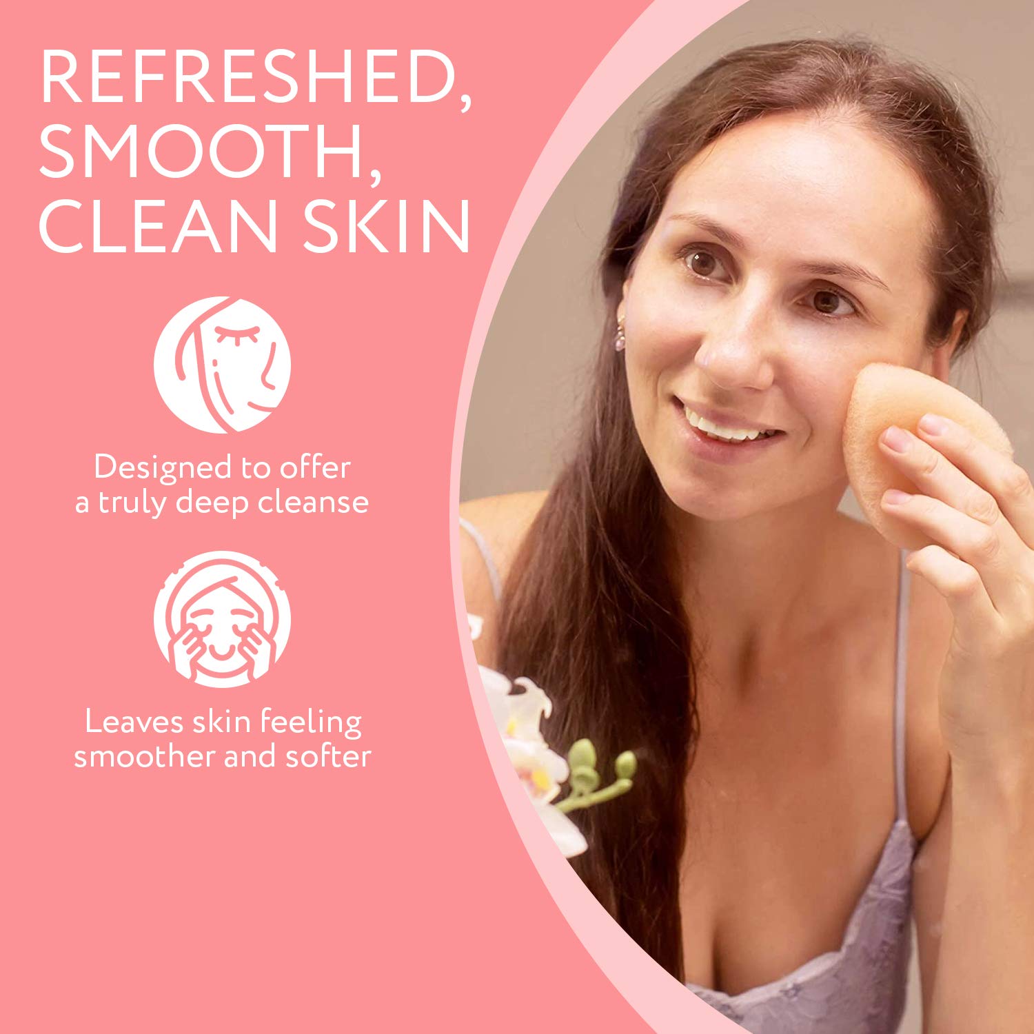 IMPRESA esponja exfoliante facial, sensación limpia y textura suave tras cada uso.