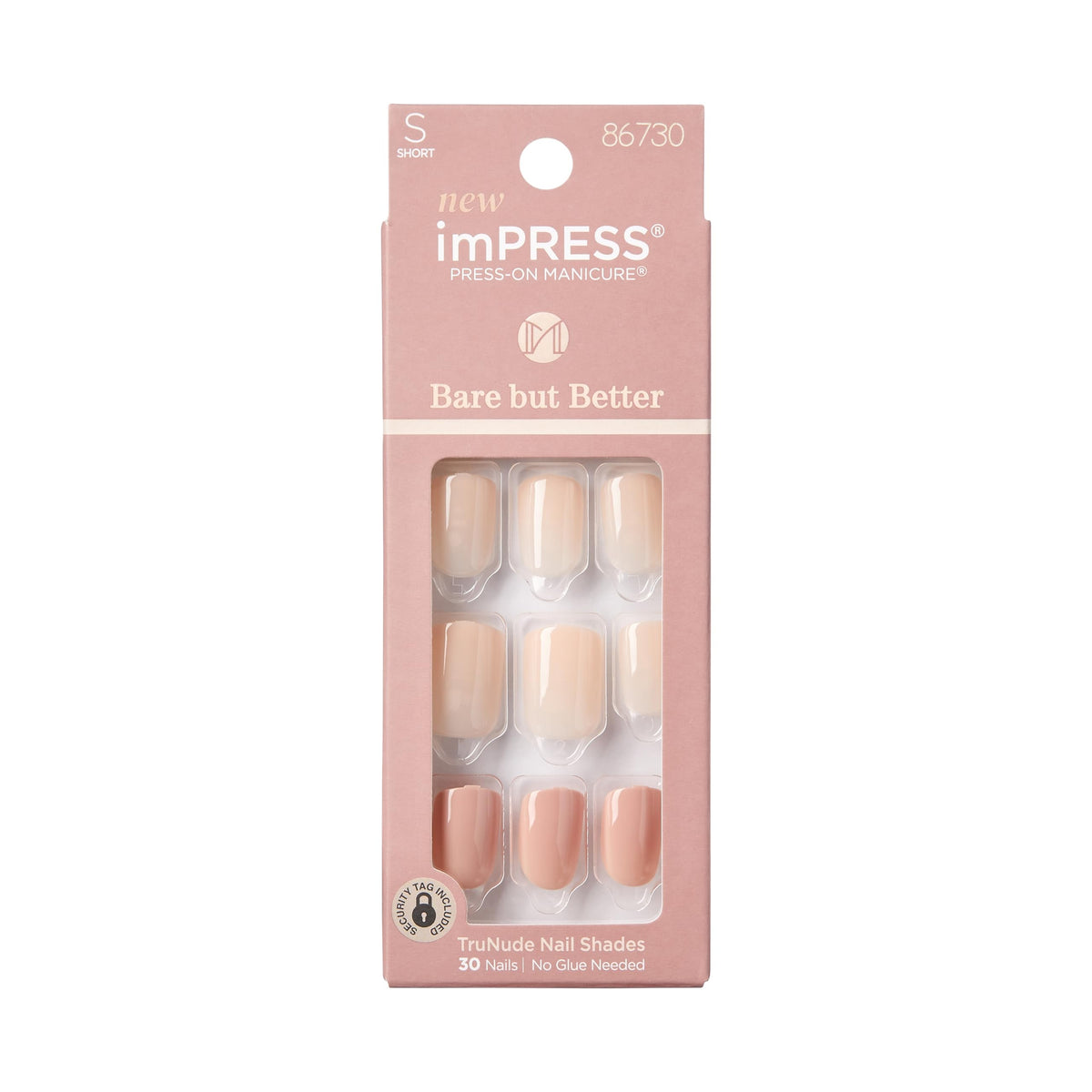 Uñas postizas imPRESS Kiss nude corto squoval para look natural
