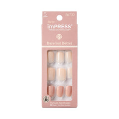 Uñas postizas imPRESS Kiss nude corto squoval para look natural