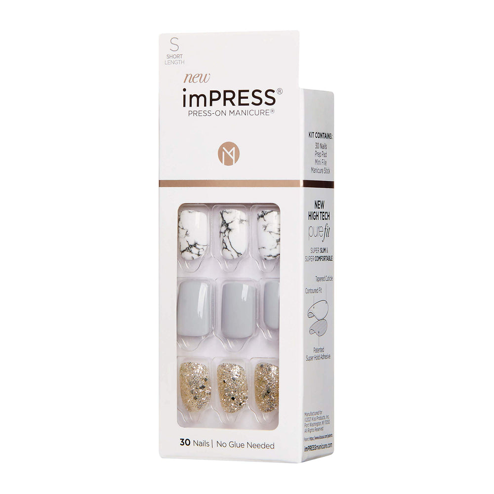 Kit imPRESS incluye 30 uñas, toallita de preparación, lima mini y palito para cutícula.