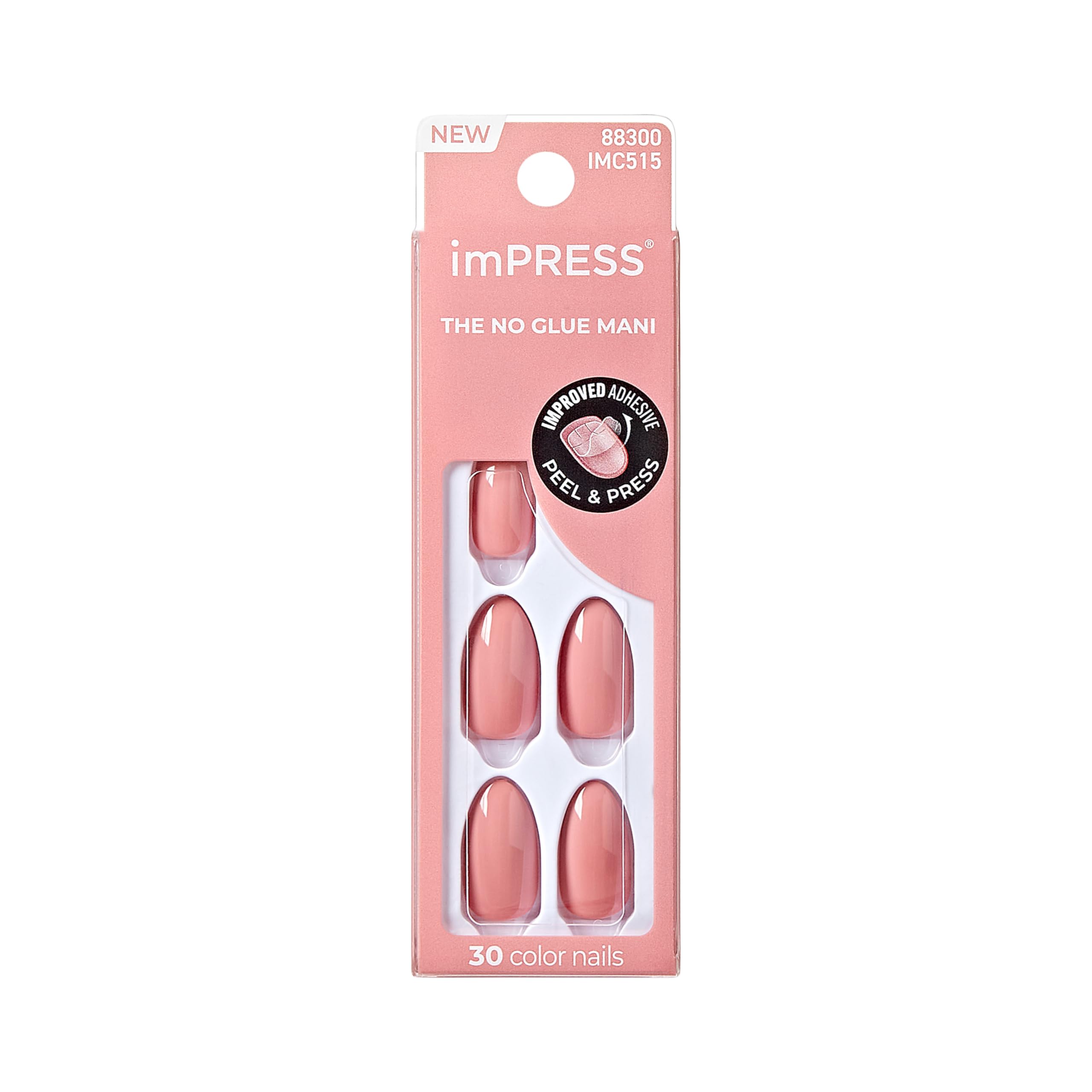 imPRESS manicura postizas azul, uñas cortas y cuadradas sin tiempo de secado