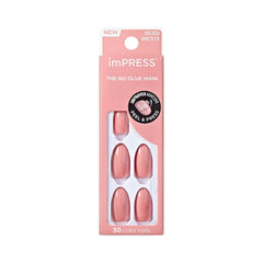 imPRESS manicura postizas azul, uñas cortas y cuadradas sin tiempo de secado