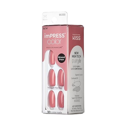 imPRESS manicura postizas rosa sólido, aspecto natural para uso diario