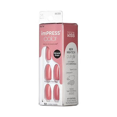imPRESS manicura postizas rosa sólido, aspecto natural para uso diario