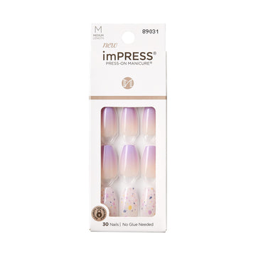 imPRESS Todo lo quiero morado coffin mediano, uñas listas para usar y efecto natural