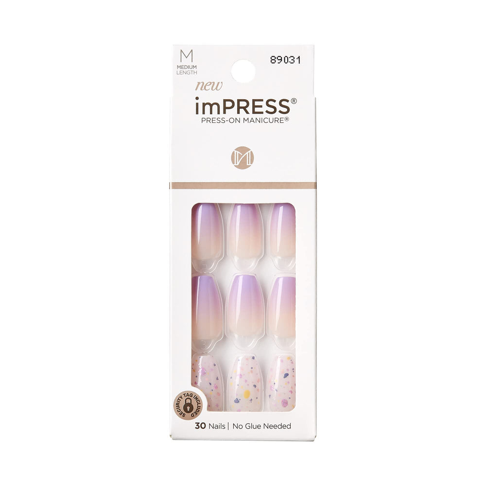 imPRESS Todo lo quiero morado coffin mediano, uñas listas para usar y efecto natural