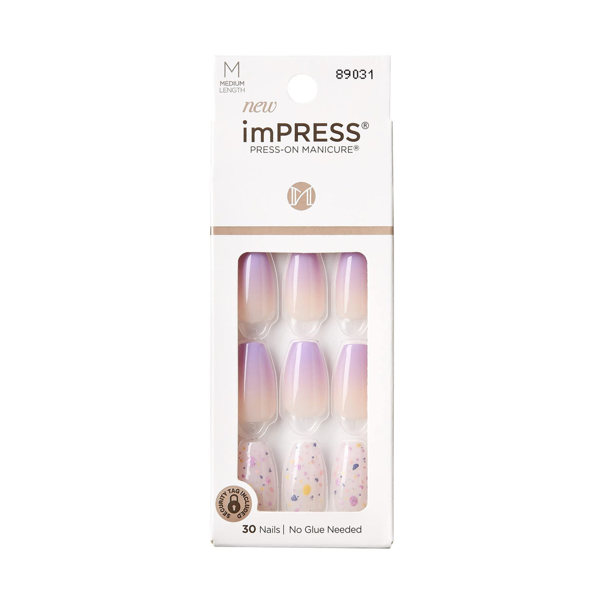 imPRESS Todo lo quiero morado coffin mediano, uñas listas para usar y efecto natural