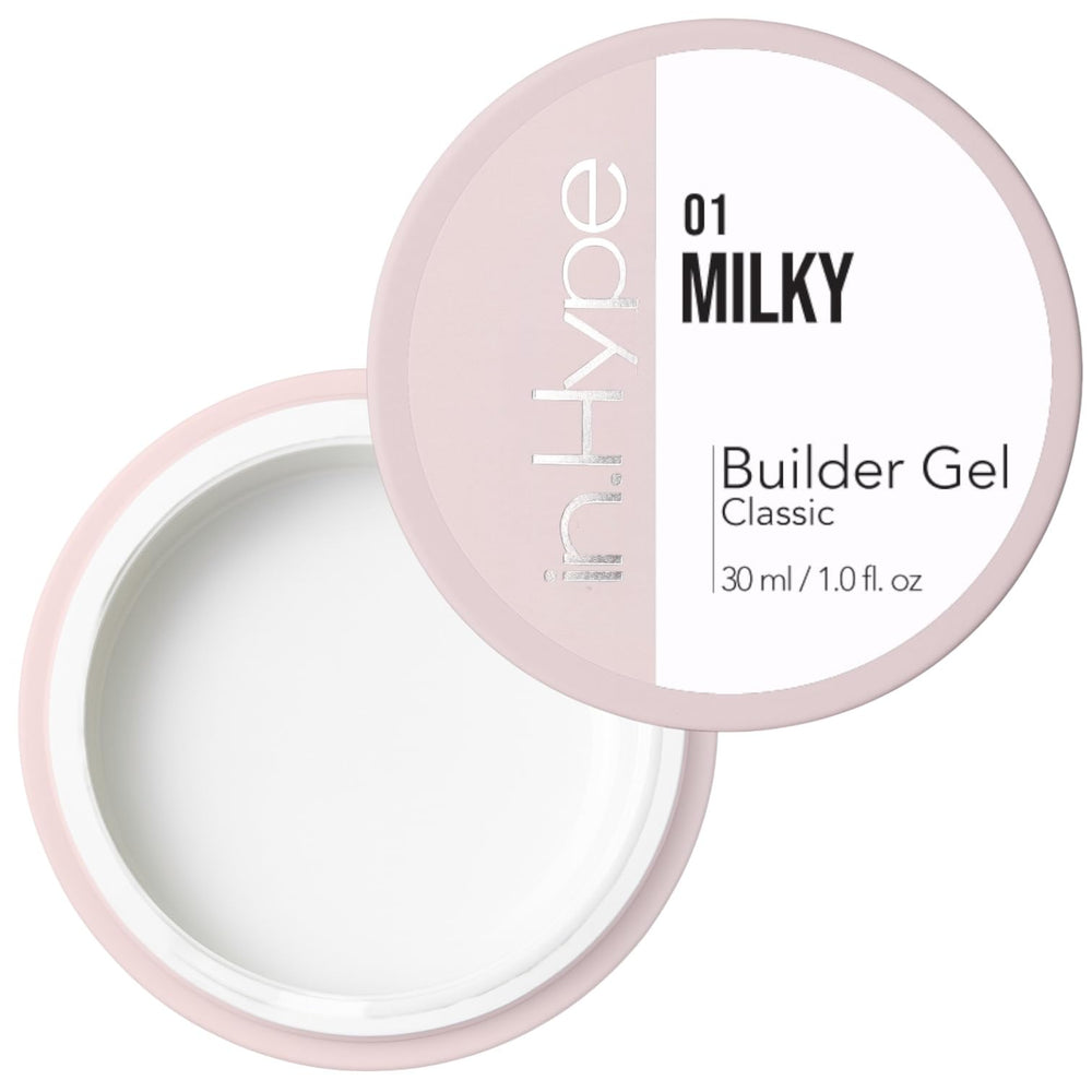 IN.HYPE Hard Builder Gel blanco lechoso para extensiones con cobertura total
