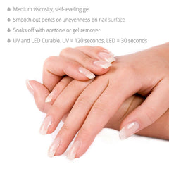 Adherencia firme de IN.HYPE Rubber Base Coat para uñas más resistentes.