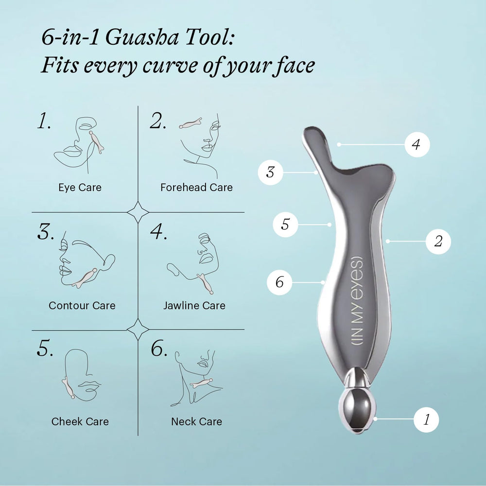 In My Eyes Gua Sha, cabezal grande para los huesos orbitales.