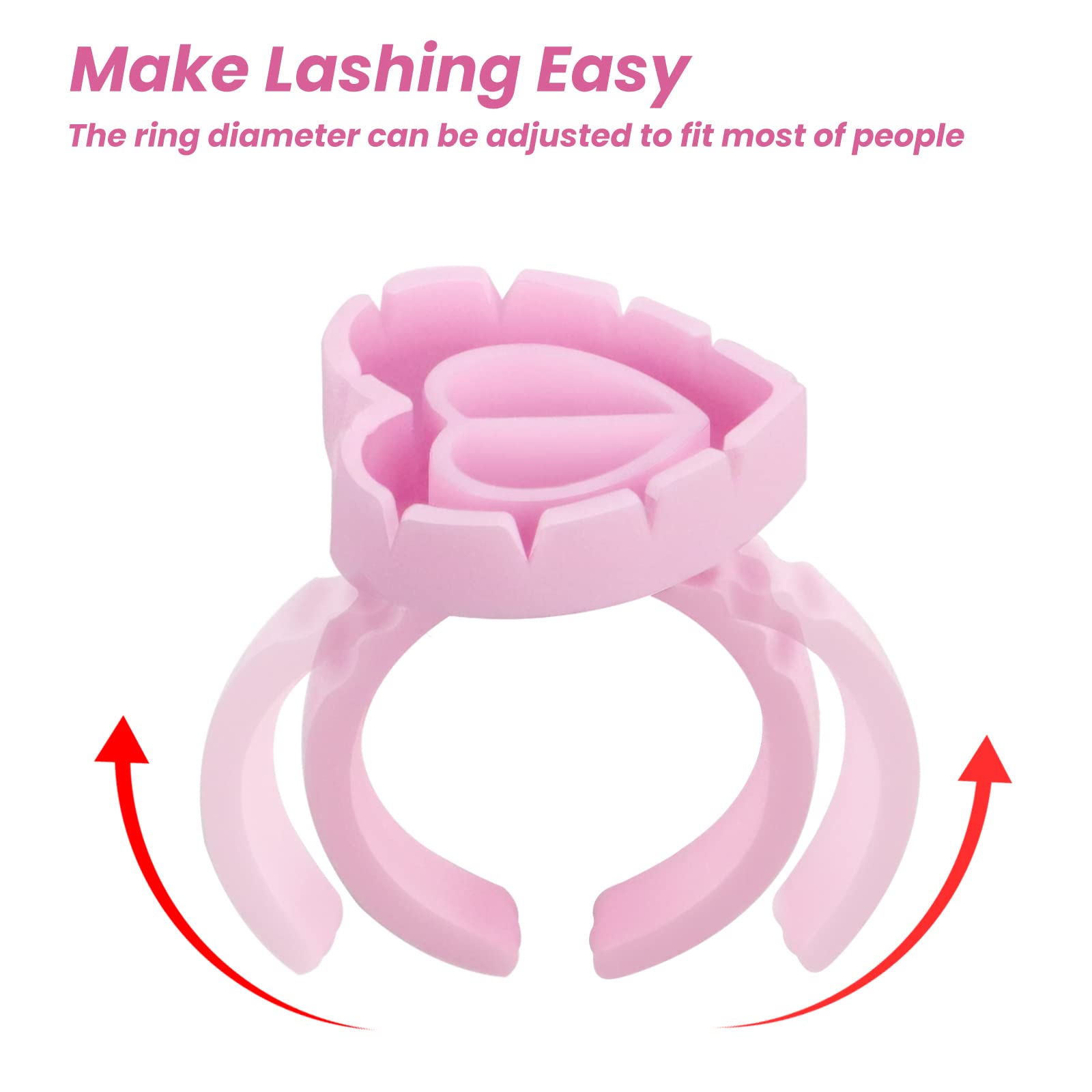 Anillos Inartato en forma de corazón para pestañas, diseño cómodo para sesiones largas.