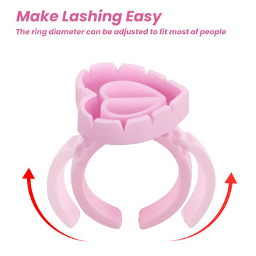 Anillos Inartato en forma de corazón para pestañas, diseño cómodo para sesiones largas.