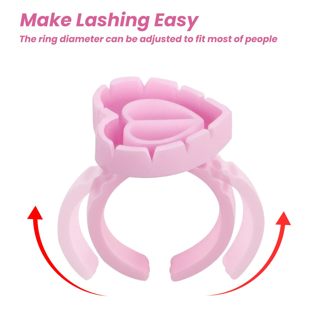Anillos Inartato en forma de corazón para pestañas, diseño cómodo para sesiones largas.